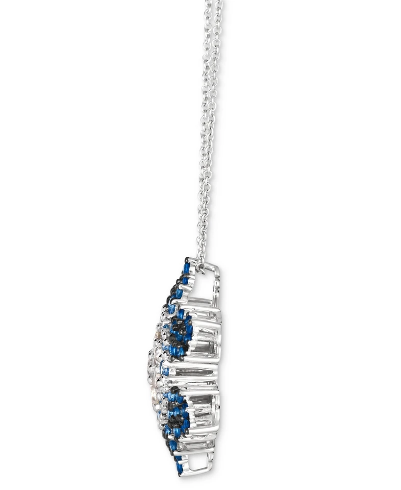 Le Vian Ombre Denim Ombre (1-3/8 ct. t.w.) & White Sapphire (5/8 ct. t.w.) Snowflake Adjustable 20" Pendant Necklace in 14k White Gold