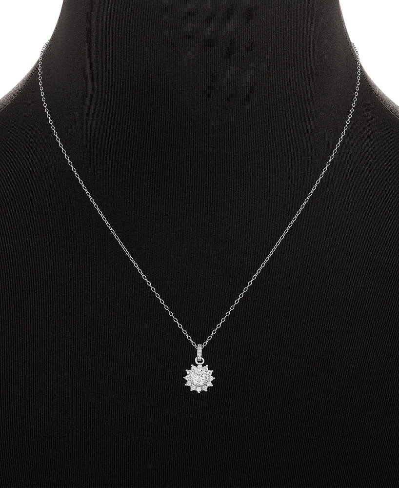 Giani Bernini 2-Pc. Set Cubic Zirconia Halo Pendant Necklace & Stud Earrings in Sterling Silver, Created for Macy's