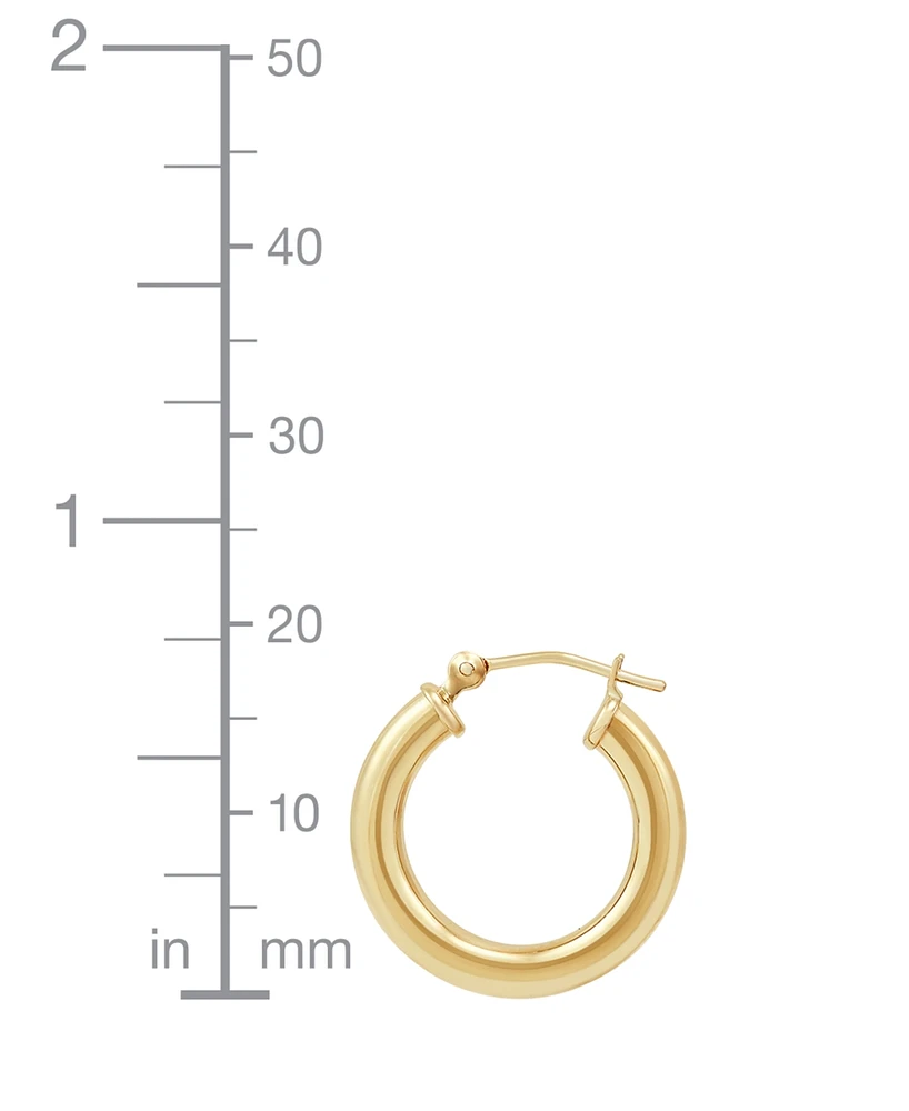 Polished Thin Tube Hoop Earrings (3mm) 14k Gold (18mm)