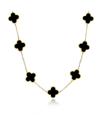 The Lovery Large Onyx Clover Necklace 14K Yellow Gold