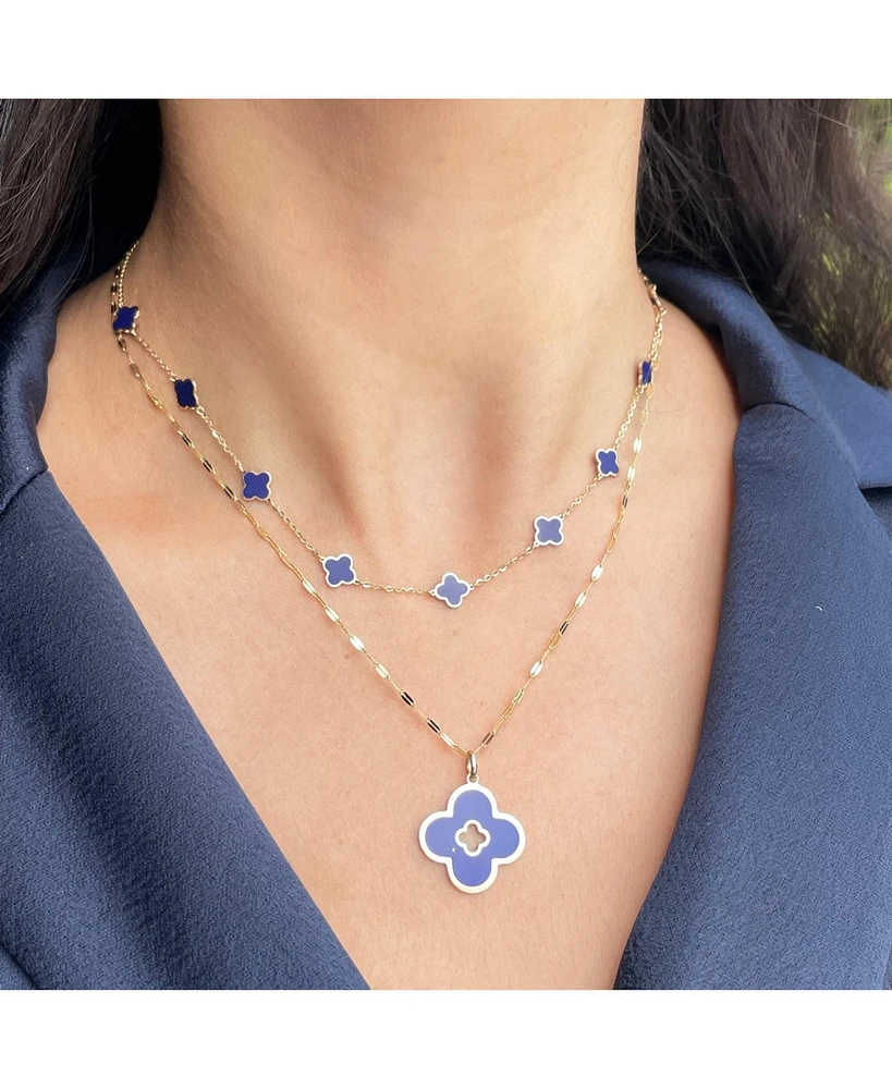 The Lovery Mini Lapis Clover Necklace 14K Gold