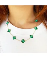The Lovery Large Malachite Clover Necklace 14K Gold