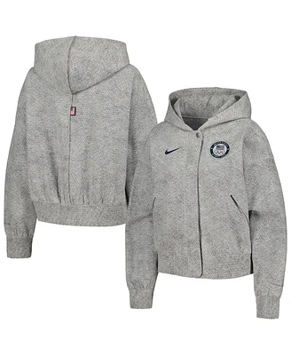 Women's Nike Gray Team Usa Media Day Oversized Cropped Hoodie Performance Full-Zip Jacket