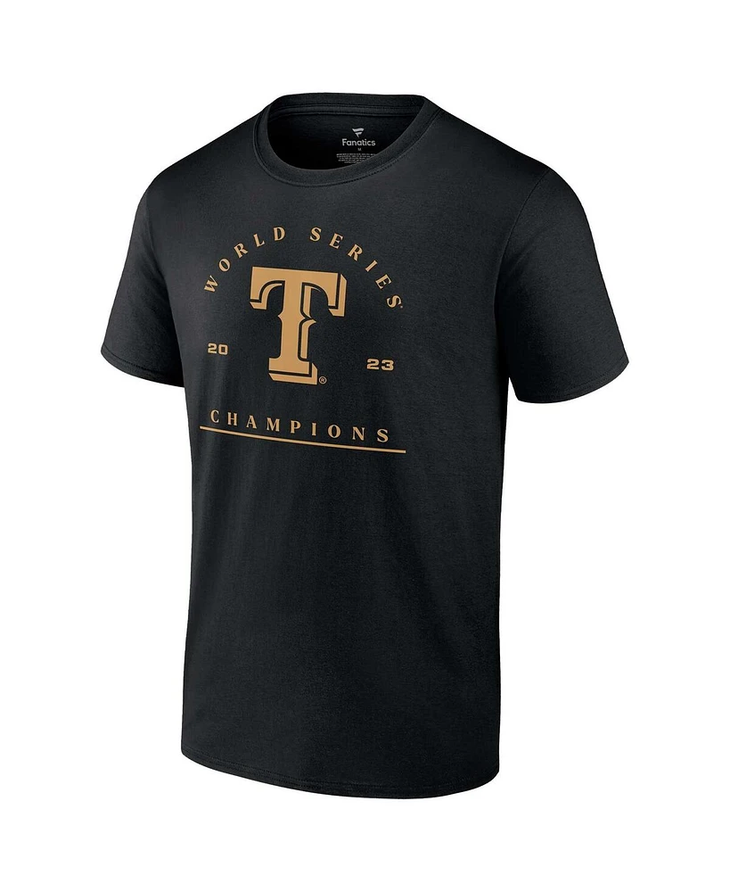 Men's Fanatics Marcus Semien Black Texas Rangers 2023 World Series Champions Name and Number T-shirt