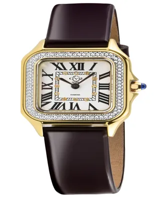 GV2 by Gevril Women's Milan Brown Leather Watch 27.5mm