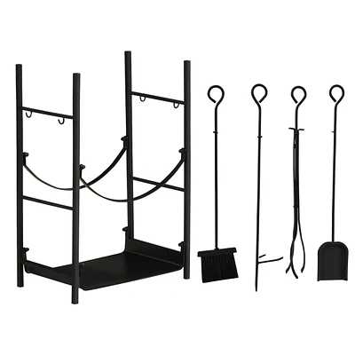 Outsunny 18" 2-Tier Firewood Log Wood Storage Rack & Accessories