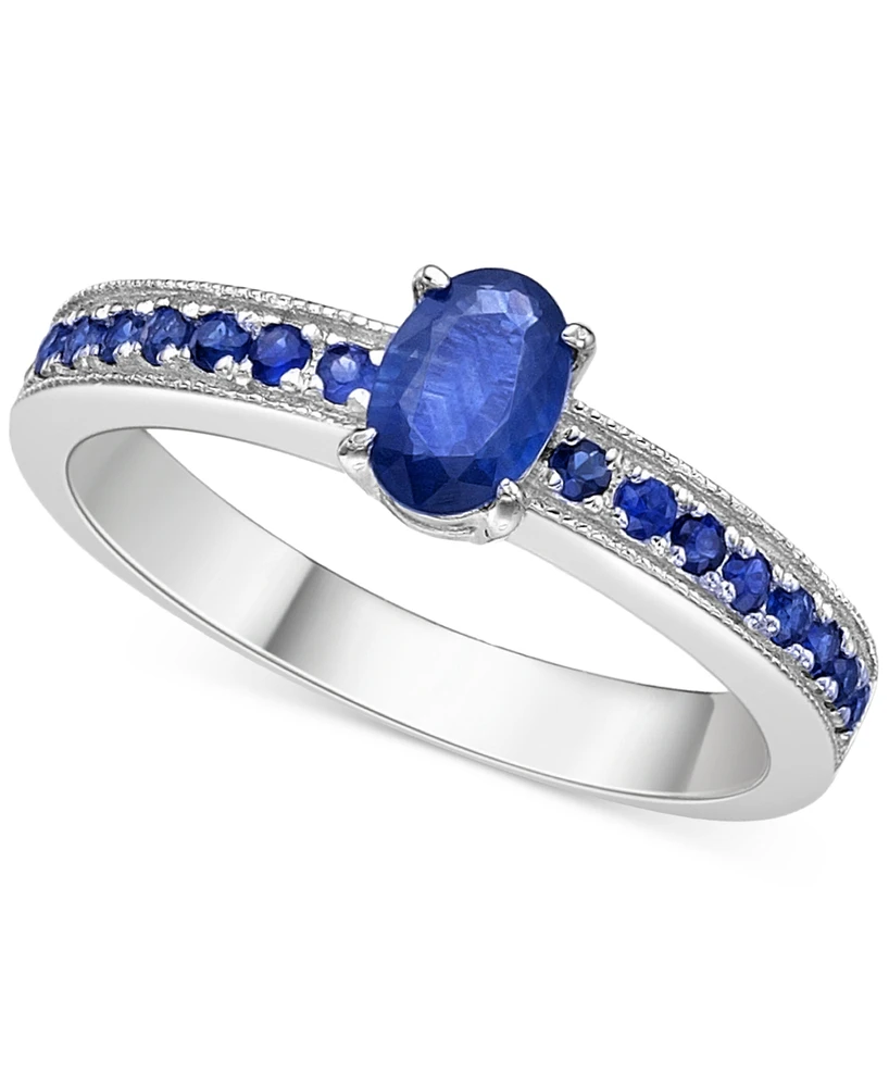 Emerald Oval & Round Milgrain Beaded Ring (1 ct. t.w.) 14k Gold-Plated Sterling Silver (Also Ruby Sapphire)