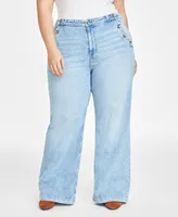 On 34th Plus Sailor High-Rise Wide-Leg Jeans, Created for Macy's