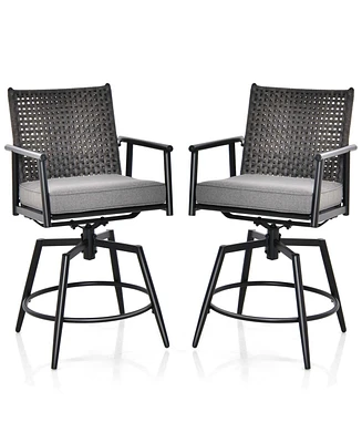 360° Swivel Bar Stool Set of 2 Counter Height Bar Chair with Metal Frame