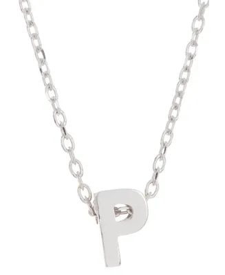 Adornia Rhodium-Plated Mini Initial A Pendant Necklace, 16" + 2" extender