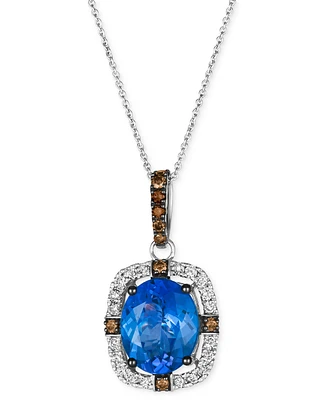 Le Vian Blueberry Tanzanite (4-1/2 ct. t.w.) & Diamond (1/2 ct. t.w.) Halo Pendant Necklace in 14k White Gold, 18" + 2" extender