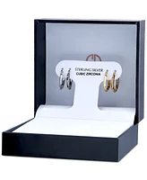 Giani Bernini 2-Pc. Set Cubic Zirconia Small Hoop Earrings in Sterling Silver & 18k Gold-Plate, 0.5", Created for Macy's