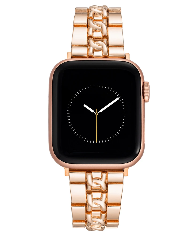 Nine West Women's Rose Gold-Tone Alloy Metal Chain Center Link Bracelet designed for Apple Watch 42mm (Series 10) & 38/40/41mm