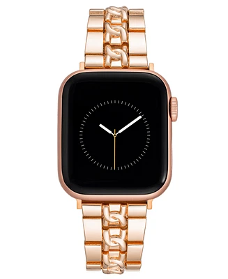 Nine West Women's Rose Gold-Tone Alloy Metal Chain Center Link Bracelet designed for Apple Watch 42mm (Series 10) & 38/40/41mm