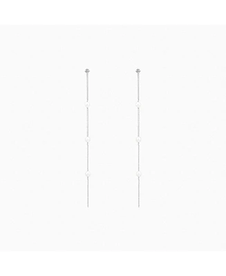 Sterling Silver Infinite Cultured Pearl Drop Earrings