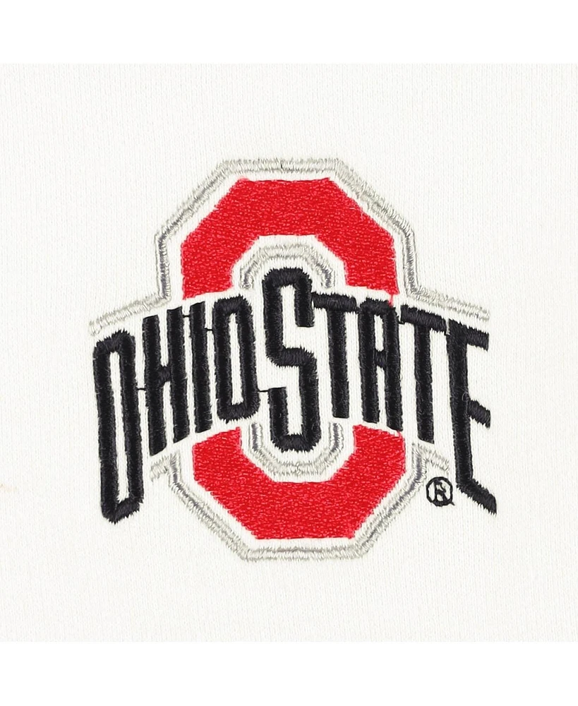 Women's Profile White, Scarlet Ohio State Buckeyes Plus Size Taping Pullover Hoodie