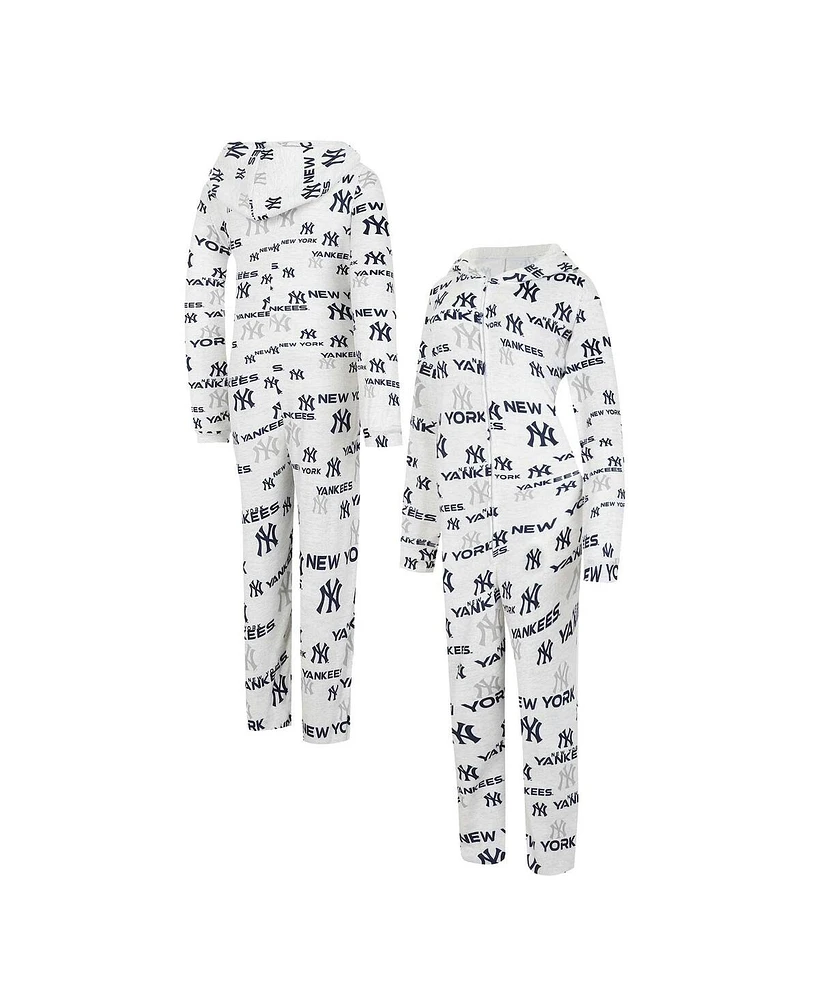 Women's Concepts Sport White New York Yankees Docket Microfleece Union Hooded Zippered Onesie