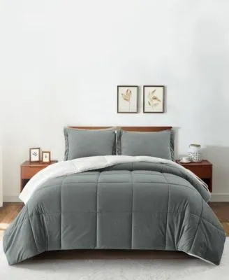 Unikome Classic 3 Piece Lightweight Quilt Sherpa Ultra Soft Reversible Down Alternative Comforter Set