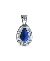 Bling Jewelry Classic Large Pear Shape Solitaire Teardrop Halo 15CTW Cz Cubic Zirconia Pendant Necklace Silver Plated