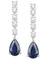 Emerald (3/4 ct. t.w.) & Diamond (1/5 ct. t.w.) Chain Pear Drop Earrings in 14k Gold (Also in Ruby & Sapphire)