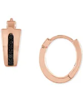 Bulova 14k Rose Gold-Plated Sterling Silver Black Diamond Hoop Earrings, 0.5"