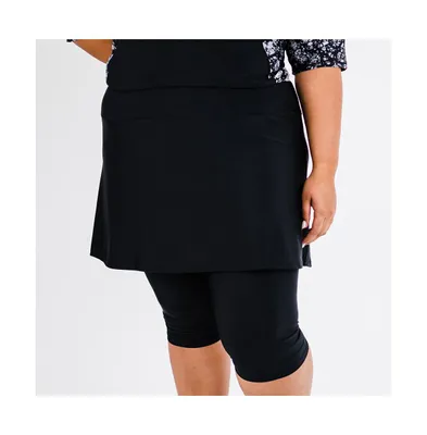 Calypsa Plus Flared Swim Skort With Capri Leggings