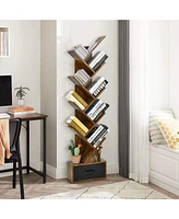 10-tier Tree Bookshelf with Drawer Free-standing Storage Bookcase