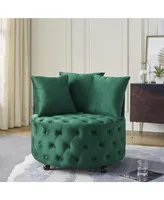 Streamdale Furniture Green velvet swivel chair with 3 pillows & wheels