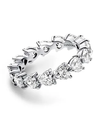 Pandora Sterling Silver with Clear Cubic Zirconia Hearts Ring