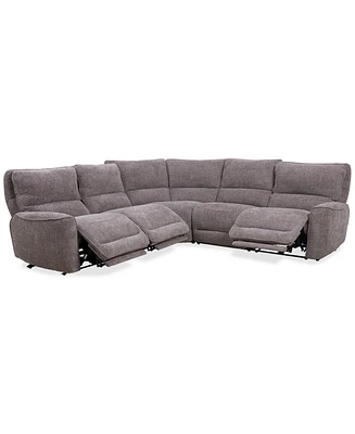 Closeout! Deklyn 116" 5-Pc. Zero Gravity Fabric Sectional with 3 Power Recliners, Created for Macy's