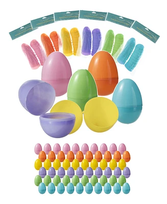 Glitzhome 60 Pack 3" H Easter Plastic Fillable Eggs in 6 Assorted Colors, 10 of Each