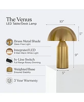 Venus Modern Contemporary Led Table Lamp with Dimmer (9.5"), Bulb Included