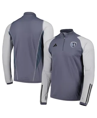 Men's adidas Gray Sporting Kansas City 2023 On-Field Aeroready Quarter-Zip Training Top