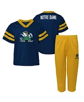 Preschool Boys and Girls Navy Notre Dame Fighting Irish Two-Piece Red Zone Jersey and Pants Set