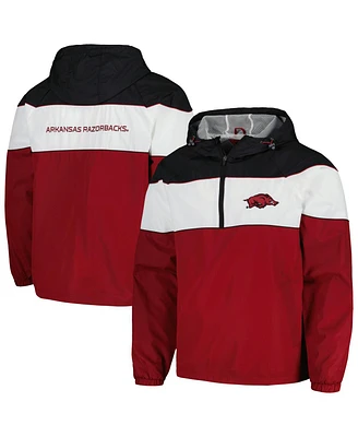 Men's G-iii Sports by Carl Banks Cardinal Arkansas Razorbacks Center Line Half-Zip Raglan Hoodie Jacket