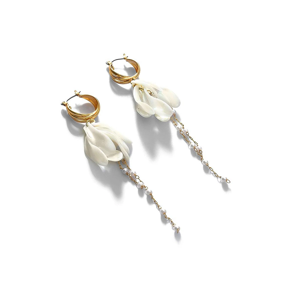 Sohi Women's White Chain Drop Earrings