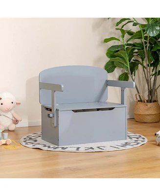 3-in-1 Kids Convertible Storage Bench Wood Activity Table and Chair Set