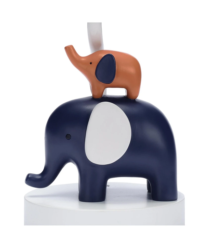 Lambs & Ivy Playful Elephant Blue/White Nursery Lamp with Shade and Light Bulb
