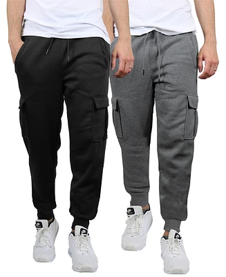 Blue Ice Men's Heavyweight Fleece-Lined Cargo Jogger Sweatpants, Pack of 2