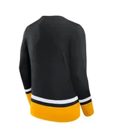 Men's Fanatics Black Boston Bruins Back Pass Lace-Up Long Sleeve T-shirt