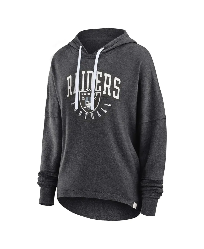Women's Fanatics Charcoal Distressed Las Vegas Raiders Lounge Helmet Arch Pullover Hoodie