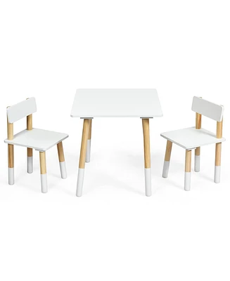 Kids Wooden Table & 2 Chairs Set Children Activity Table Set