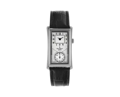 Peugeot Men's 40x24 mm Silver Large Remote Sweep Leather Strap watch