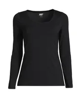 Lands' End Women's Lightweight Jersey Skimming Long Sleeve Scoop Neck T-shirt