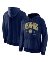Men's Fanatics Heather Navy Distressed Memphis Grizzlies Foul Trouble Snow Wash Raglan Pullover Hoodie