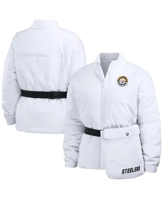 Women's Wear by Erin Andrews White Pittsburgh Steelers Packaway Full-Zip Puffer Jacket