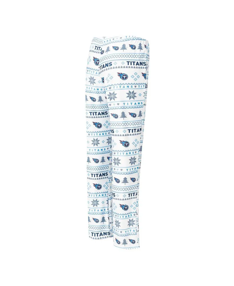 Women's Concepts Sport White, Navy Tennessee Titans Tinsel Raglan Long Sleeve T-shirt and Pants Sleep Set