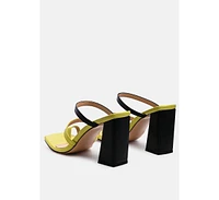 Womens Marve Contrast Strap Block Heel Sandals