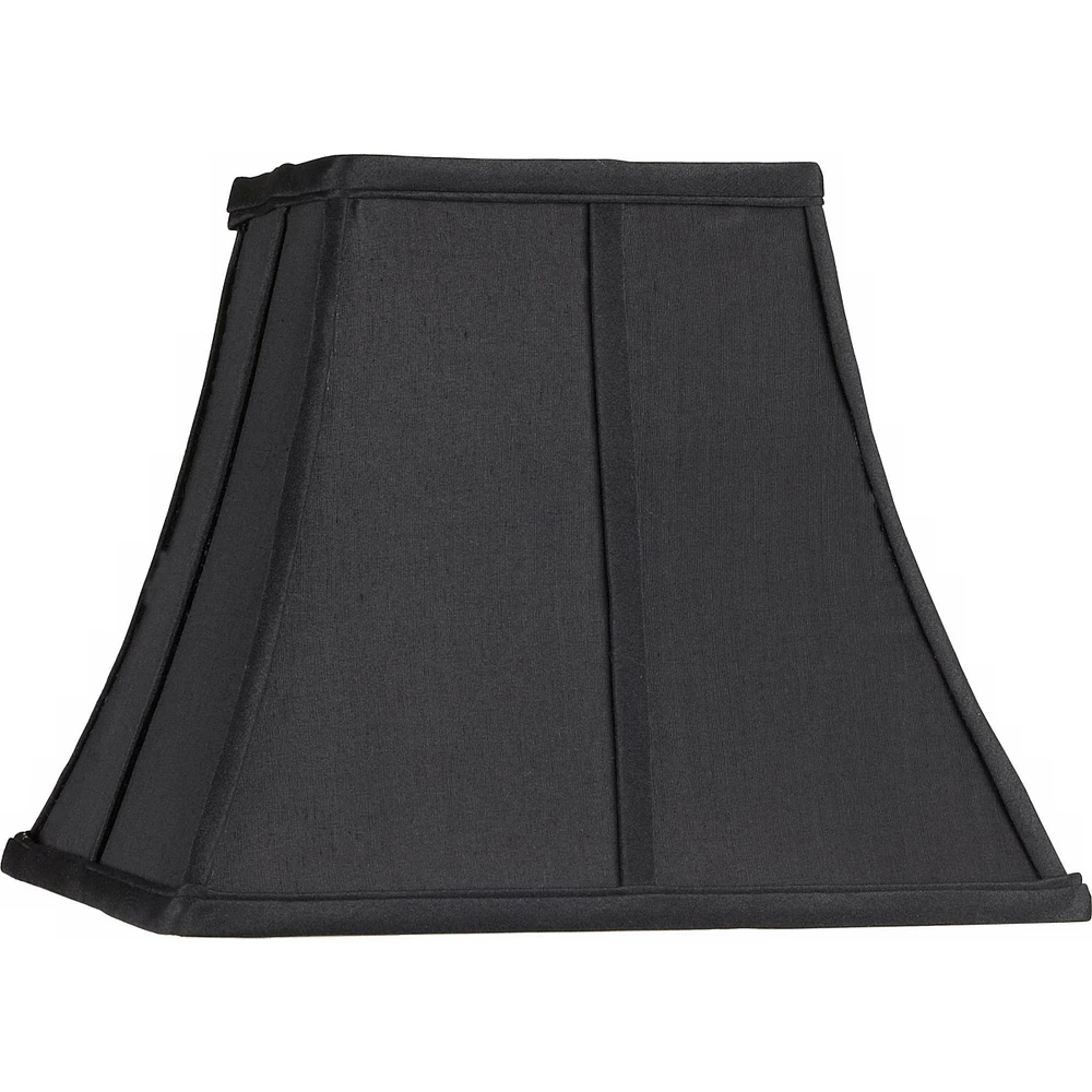 Medium Square Curved Black Lamp Shade 6" Top x 11" Bottom x 9.75" Height (Spider) Replacement with Harp and Finial - Springcrest