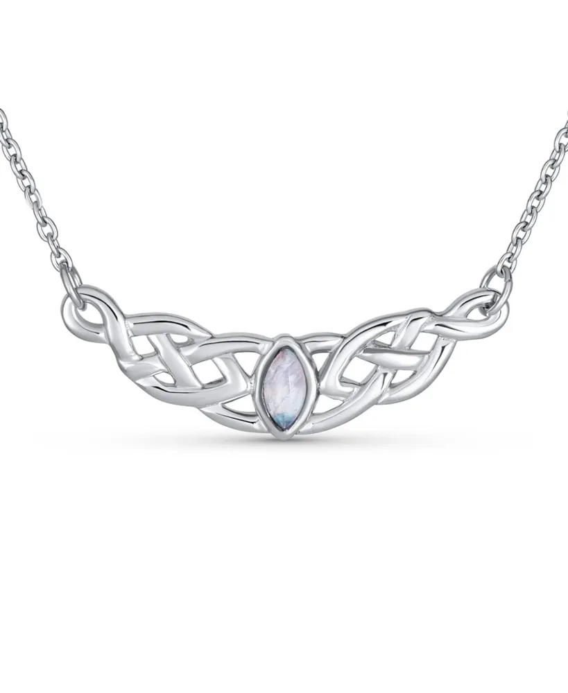 Bling Jewelry Irish Bff Celtic Trinity Friendship Love Knot Color Changing Natural Moonstone Necklace Station Pendant Sterling Silver